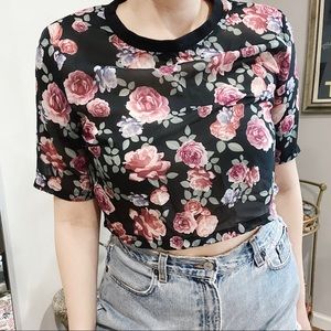 H&M Floral Sheer Crop Top